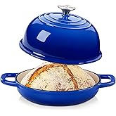 Velaze Enameled Cast Iron Dutch Oven for Bread Baking,5 QT Round Bread Oven Pot with Dome Lid for Sourdough, Roasting,Braising(Blue)