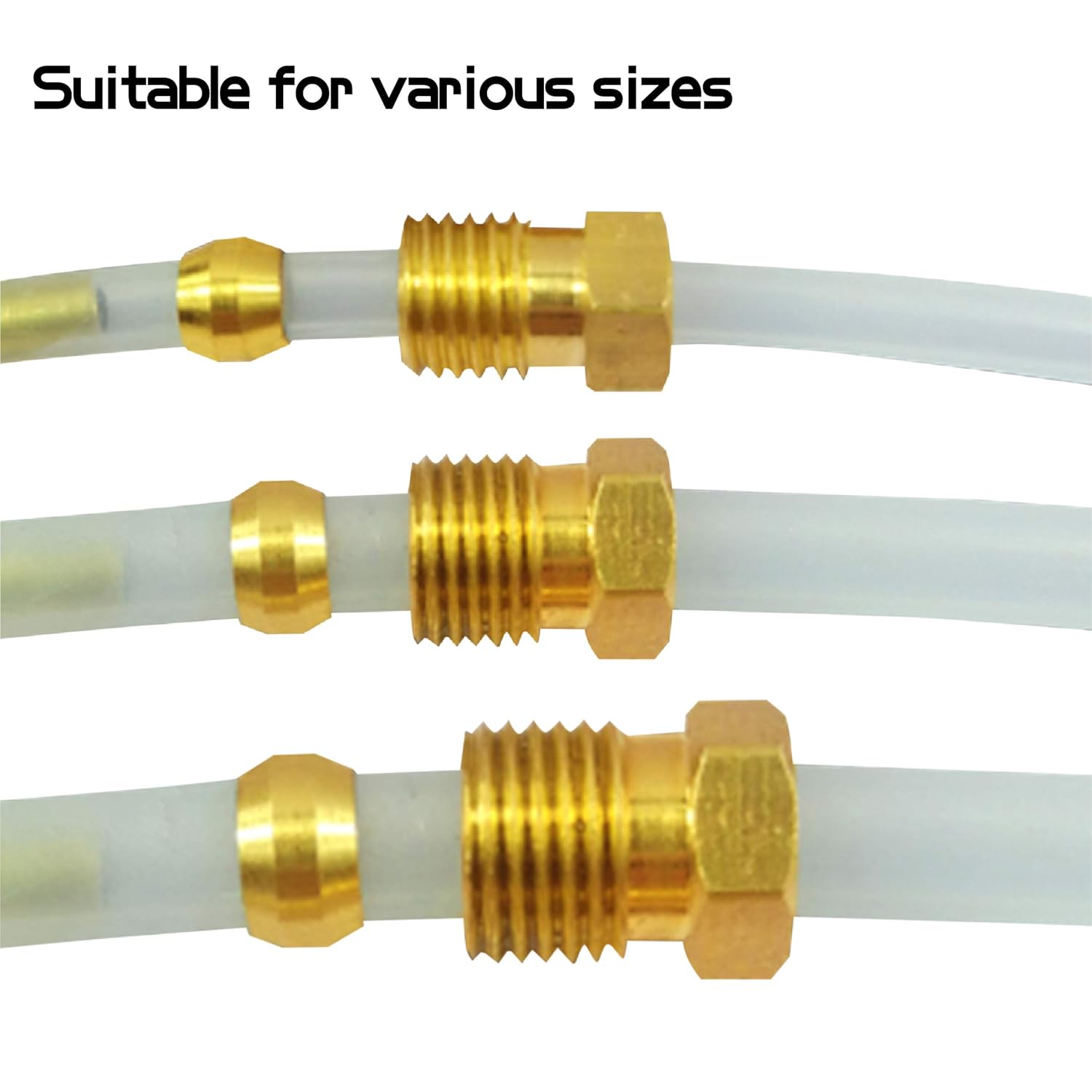 Ruikarhop 150PCS Tube OD（1/4" 3/8" 1/2") Brass Compression Sleeves Ferrules,Brass Compression Fitting Assortment Kit: Home Improvement