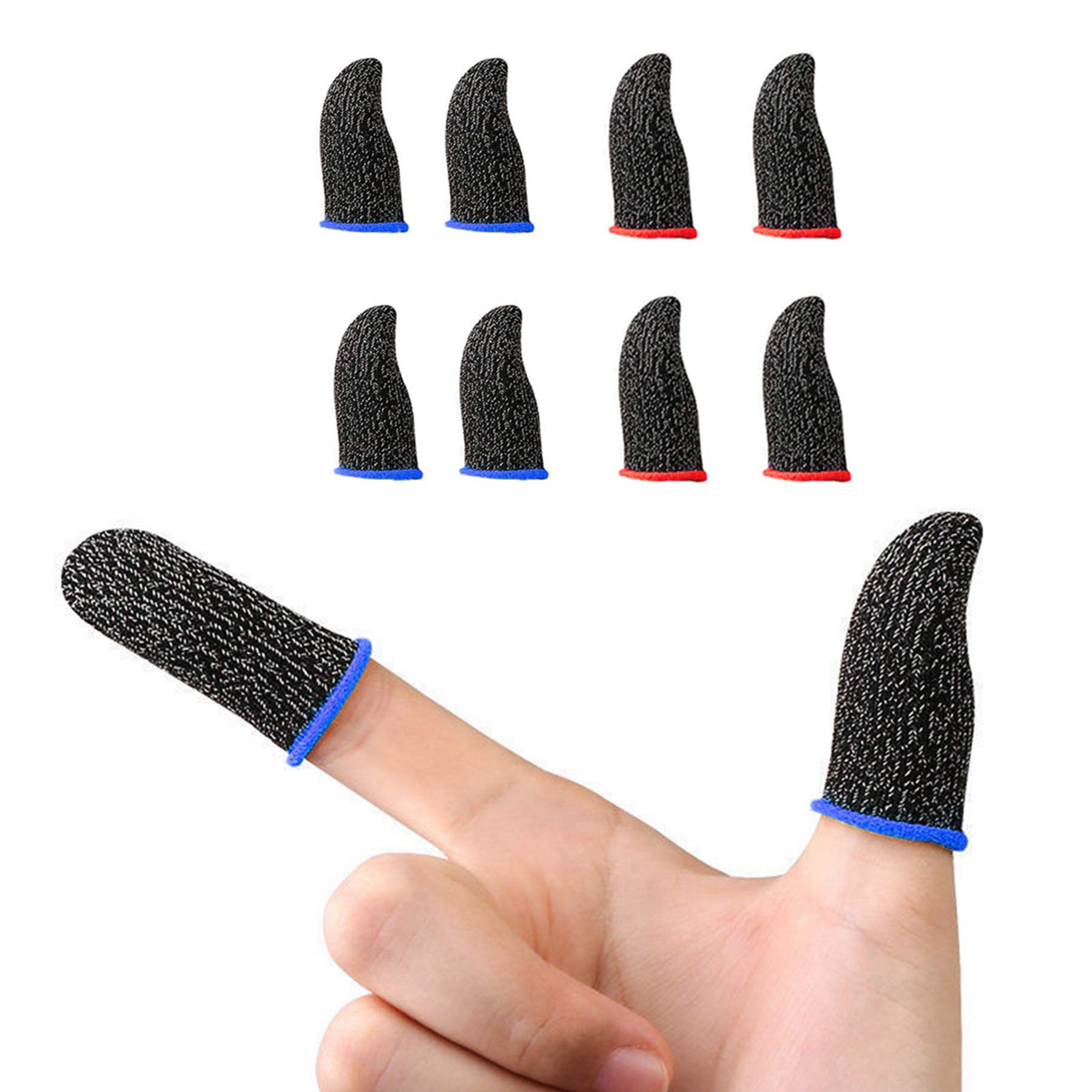 TOPWAYS PUBG Mobile Game Finger Sleeves 4 Pair, Smooth Thin Anti-Sweat Breathable Mobile Game Touch Screen Controller Finger Sleeve Sensitive Shoot and Aim Keys for Rules of Survival/Knives Out