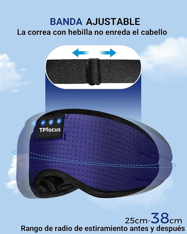 Auriculares Bluetooth para Dormir, Antifaz 100% Opaco Lateral — foto 7 de 8