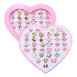 PASEMM 36pcs Little Girl Jewel Rings, Adjustable