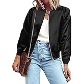 Zeagoo Women's Bomber Jacket Lightweight Zip Up Jacket Casual Striped Jacket Coat Outerwear Windbreaker with Pockets