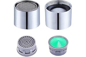 ESPETIO Female Faucet Aerator Kitchen Sink Aerator Faucet Filter with Chrome Brass Shell 55/64 inch Female Thread Water Saving with Gasket for Kitchen and Bathroom(4Pcs)