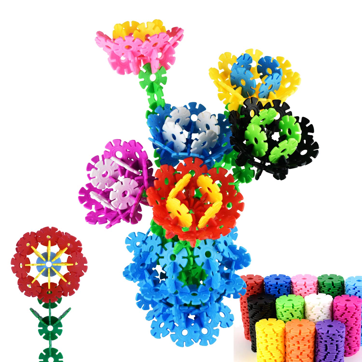 Dr.OX Rainbow Building Discs 500 PCS 42mm Educational Brain Building Toy Interlocking Plastic Construction Connect Set Promotes Fine Motor Skills Developmen