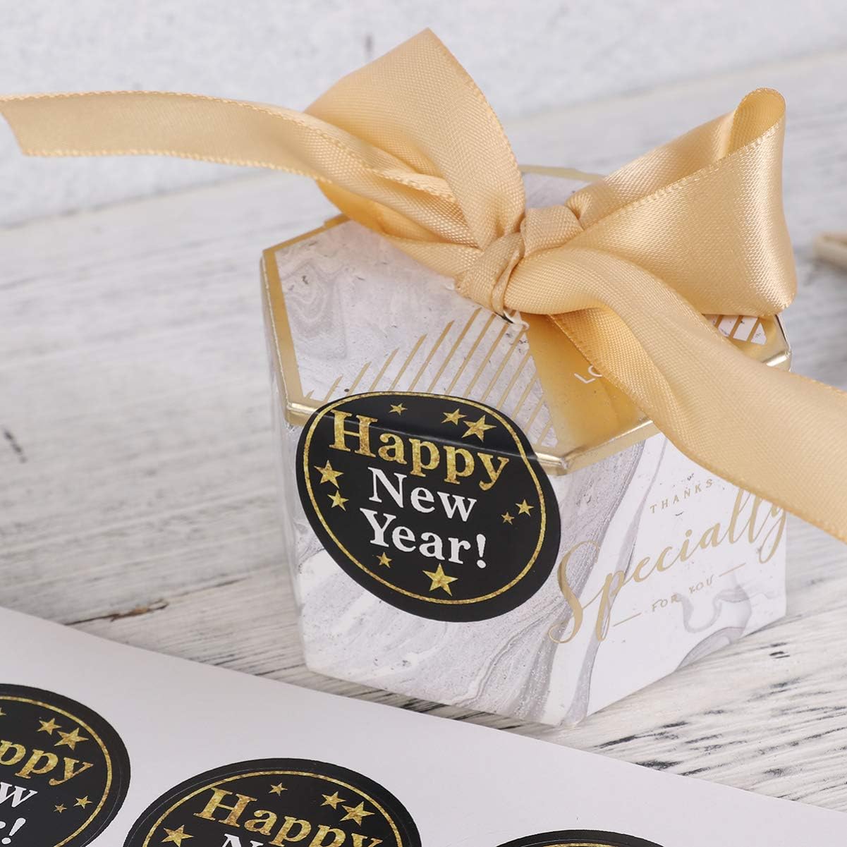 8 Sheets Happy New Year Sticker Round Sealing Packaging Sticker DIY Cookie Bags Labels, Black, 3.5 x 3.5 x 0.1 cm - Image 3