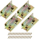 Paoeyrb 4Pcs Rust Proof Bed Rail Brackets with 32 Pcs Srews | High Quality Bed Frame Brackets, Bed Frame Hardware for Headboards, Footboards, Wood Bed Frame