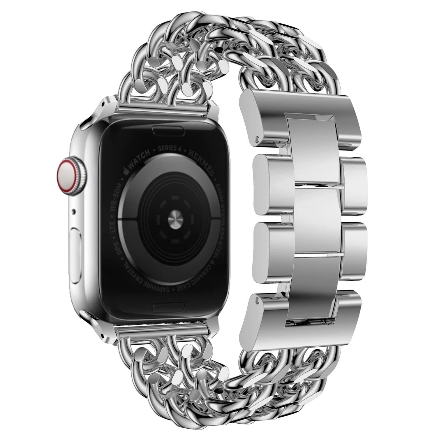 Fleshy Leaf Watch Bands Compatible with Apple Watch 42/41/40/38mm – Fits Series 11,10,9,8,7,6,5,4,3,SE,Nike+ | Stainless Steel Replacement Wristband (38/40/41MM, Silver)