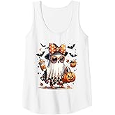 Womens Cute Funny Ghost Pumpkin Halloween Graphic for Women Tank Top