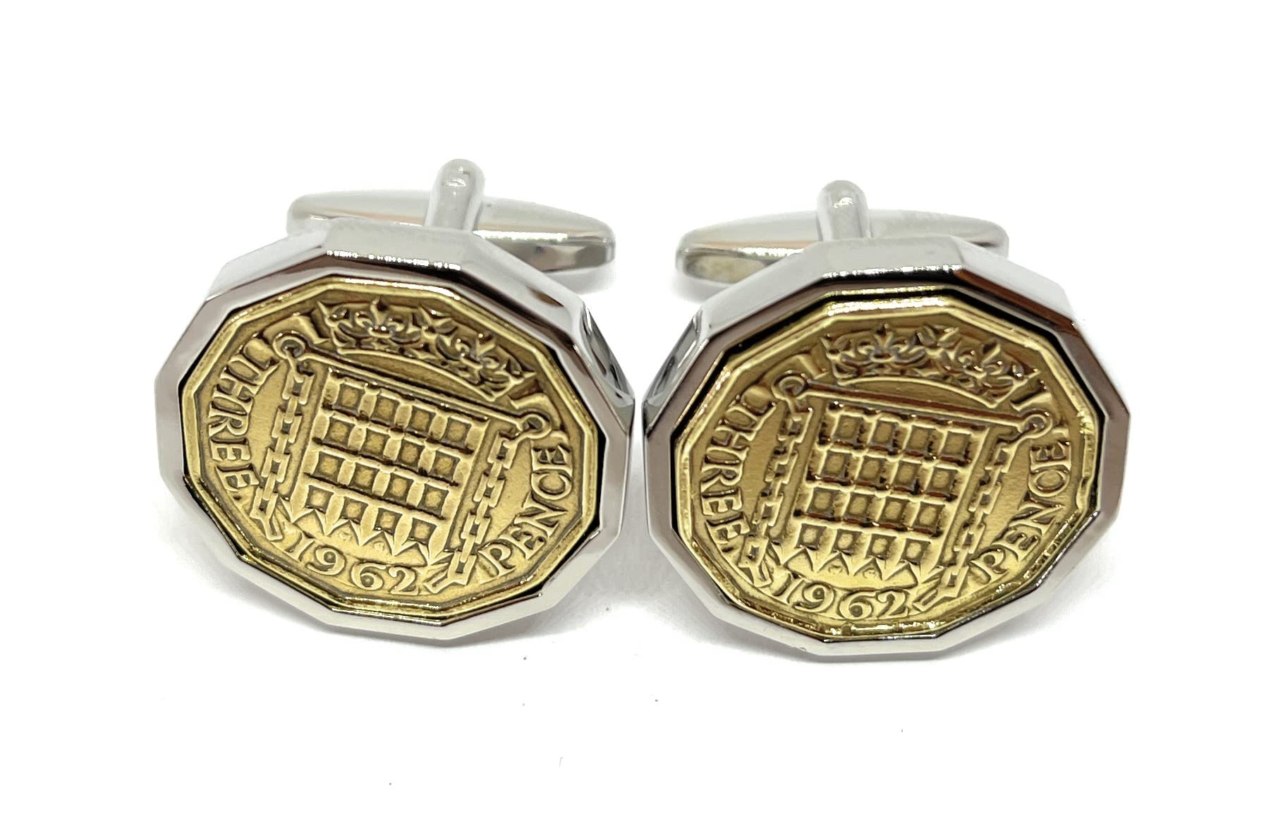 Premium 1962 Threepence cufflinks for a 64th Birthday cufflinks
