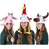 Tigerdoe Farm Animal Moving Ear Hat - 3 Pack - Party Dress Up Hats for Kids