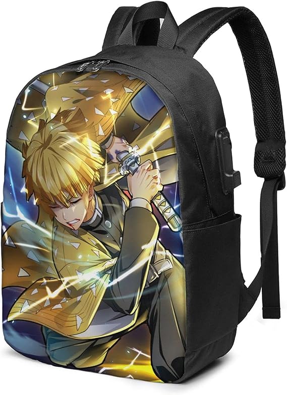 Anime Demon SlayerKimetsu No Yaiba Agatsuma Zenitsu 3D Mochila USB Para 