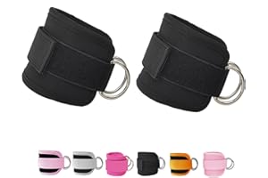 Langmeil Fitness Ankle Straps for Cable Machines, 2 Pack Comfortable Adjustable Padded Ankle Wrist Cuffs, Kickback Glute Workouts for Men Women, D-Ring Leg Straps with Neoprene Padding