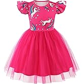 WonderBabe Toddler Tulle Dress Unicorn Outfit Ruffle Sleeve Birthday Holiday Clothes Girls Mermaid Causal Tutu Skirts