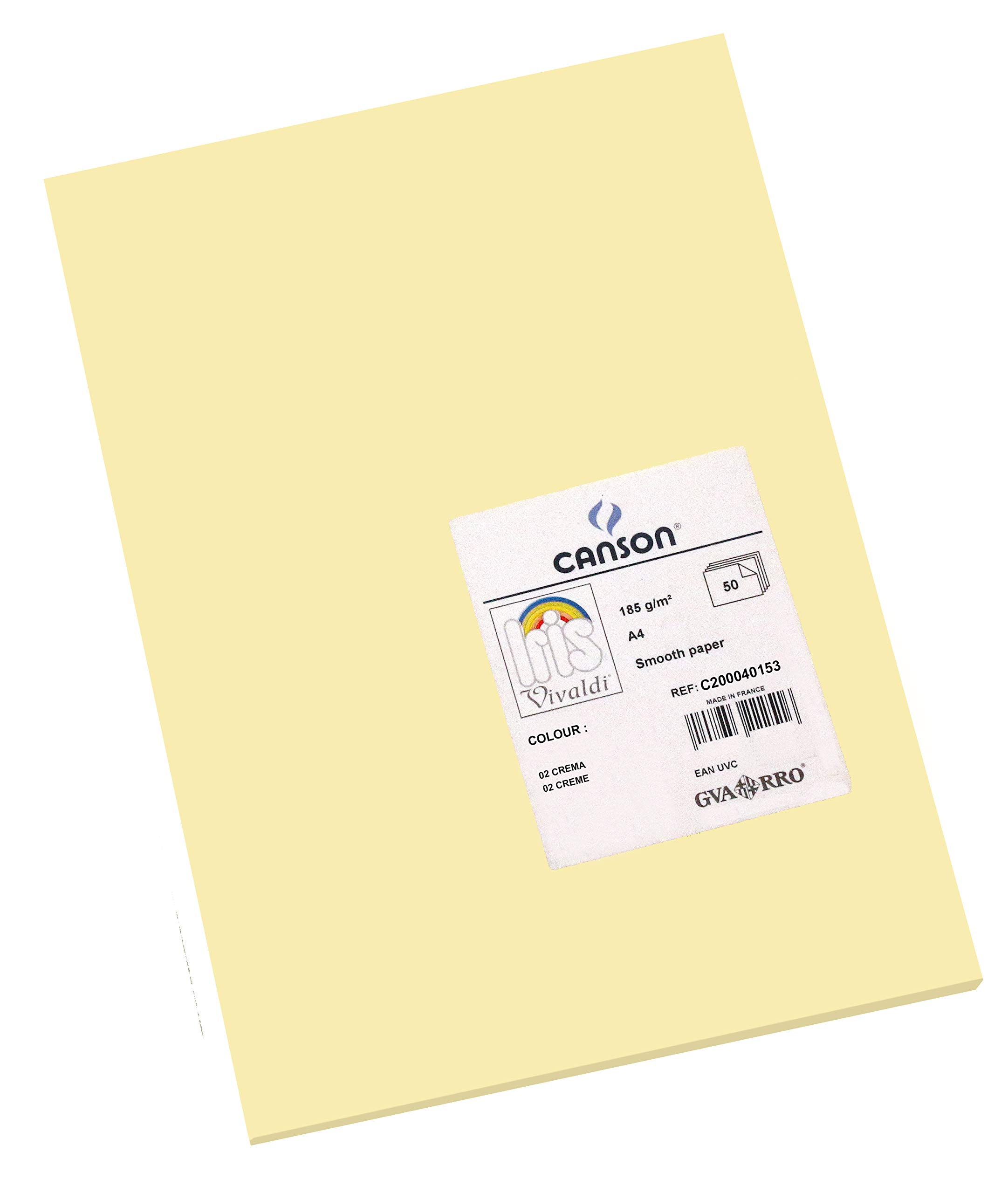 Canson Iris Vivaldi A4 185 GSM Smooth Colour Paper - Cream (Pack of 50 Sheets)