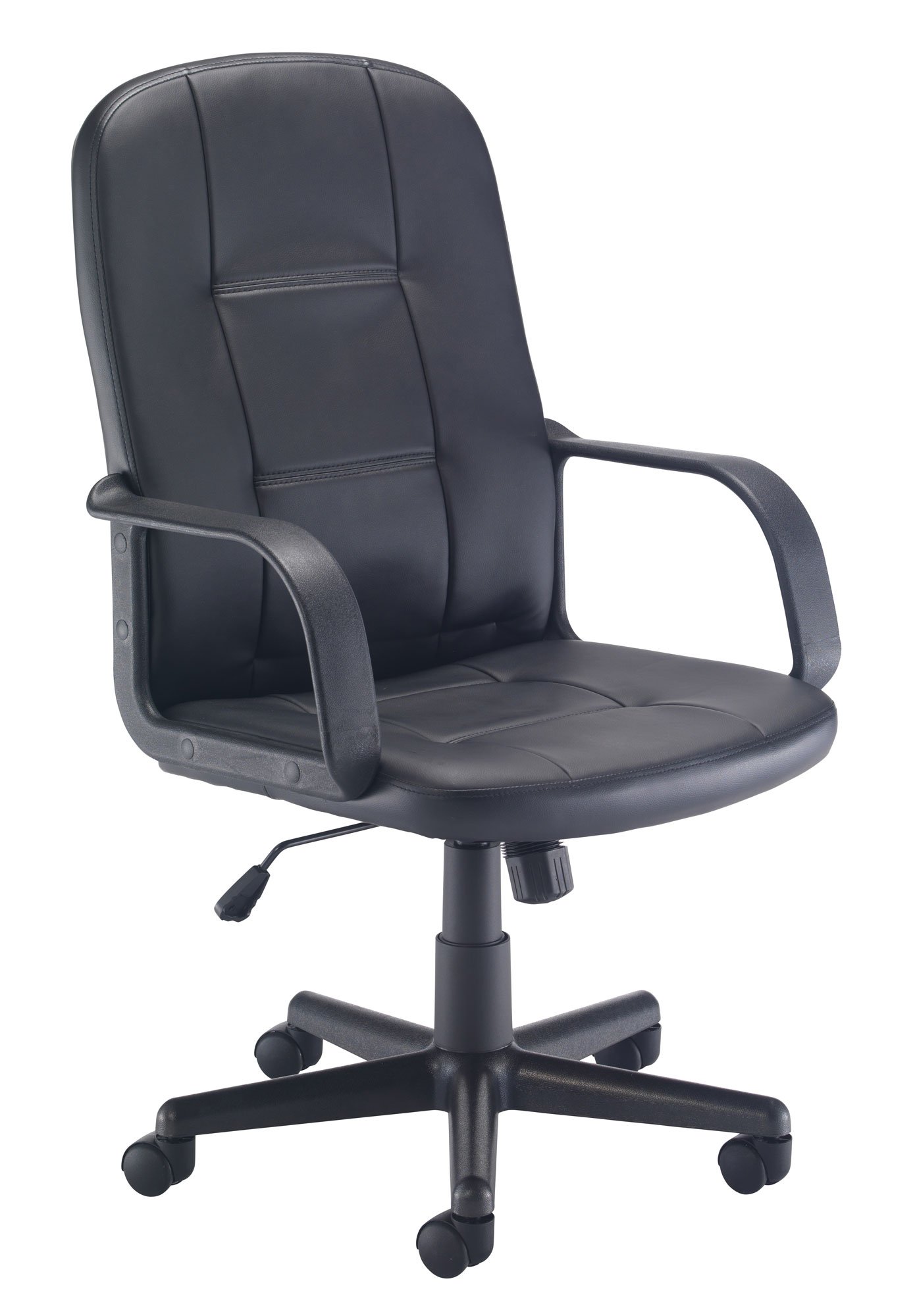 Office Hippo Desk Chair, Ergonomic Contemporary Office Chair With Fixed Arms & Moulded Seat For Extra Comfort, PU Leather Computer Chair With Lock Tilt Recline - Black
