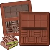 Kamehame Dubai Chocolate Bar Molds 2 Pack, 1 Inch Deep Silicone Chocolate Molds for Stuffed Bar, 2 Patterns Big Chocolate Thick Candy Bar Mold for Homemade Filling Knafeh Pistachio Chocolate Bar