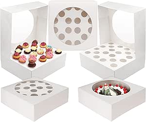 Kurtzy Caja Cupcakes Blancas con Ventana de Plástico ...