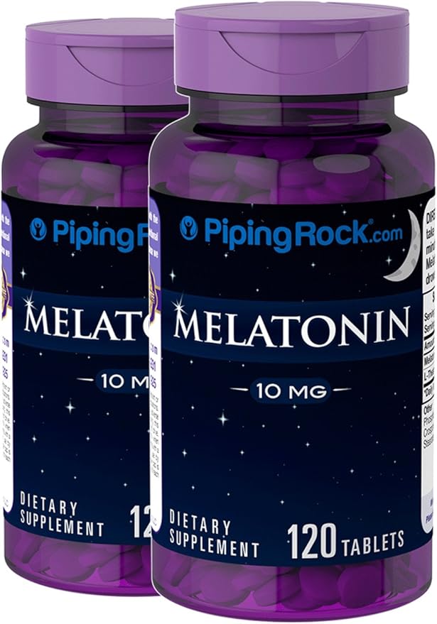 Piping Rock Melatonin 10 mg 2 Bottles x 120 Tablets Dietary