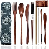 Busnos bamboo Utensils for Eating Reusable wooden