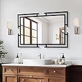 Autdot Large Decorative Wall Mirror, 24"x36" Black Mirror for Bathroom, Tempered Mirror Wall Decor with Metal Frame for Living Room, Modern Farmhouse Mirror, Horizontal/Vertical