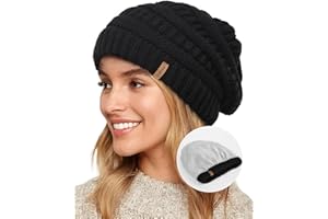 FURTALK Fleece Lined Knit Beanie Hats Double Layers for Women Men Fleece Lined Ski Skull Cap Slouchy Winter Hat Warm Toque