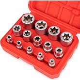 Siapupy 14-Piece E-Torx Socket Set 1/4" 3/8" 1/2" Drive E4-E24 Storage Case | Premium external torx star sockets, ultimate torque socket kit, for automotive repair &amp; maintenance