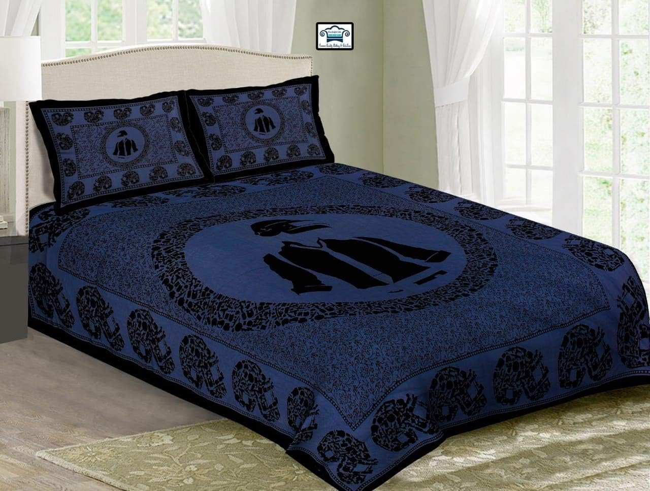 Tiger Exports Bedspreads Rajasthani Cotton Double Bedsheets with 2 Pillow Covers (Queen Size, Multicolor)