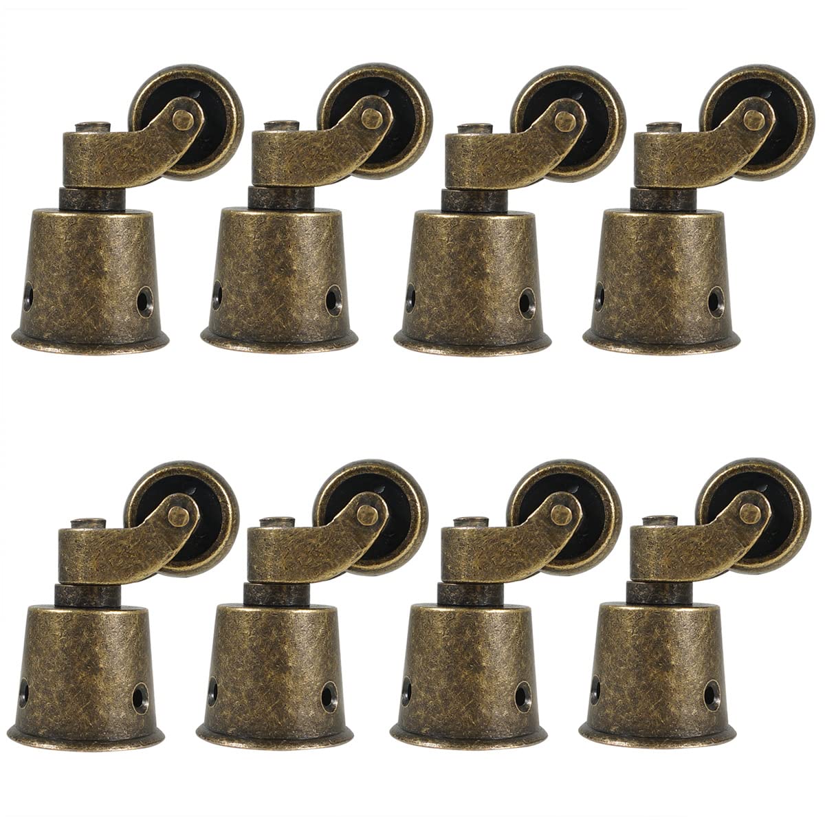 MACHSWON 8PCS Polished Antique Cup Type Casters Solid Brass High Load Capacity Universal Furniture Casters for Furniture Suits Beds Armchairs Bronze