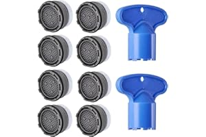 MOILINJAEY 8PCS Faucet Cache Aerator, 16.5mm Water-Saving Flow Limiter Set for Bathroom or Kitchen Replacement Parts, With 2PCS Wrench Disassembly Tool (1.2GPM)