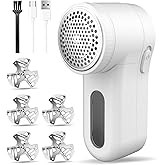 Fabric Shaver, Lint Remover Rechargeable, Electric Portable Sweater Defuzzer Digital LED Display to Remove Pilling for Clothes, Furniture, Sweater, (White with Five Shaver Blades)