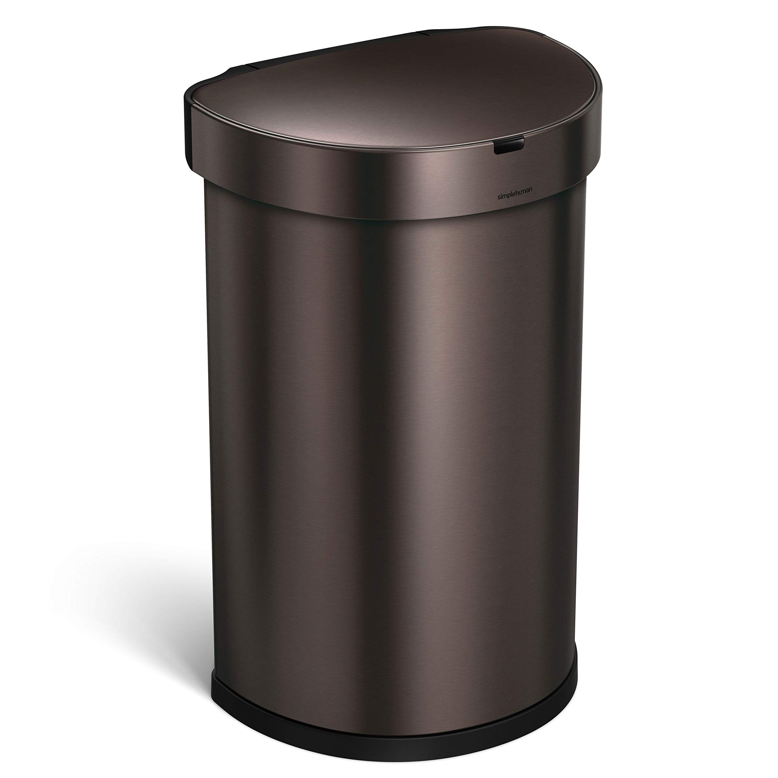 simplehuman 45 Liter / 12 Gallon Semi-Round Sensor Automatic Trash Can, Dark Bronze