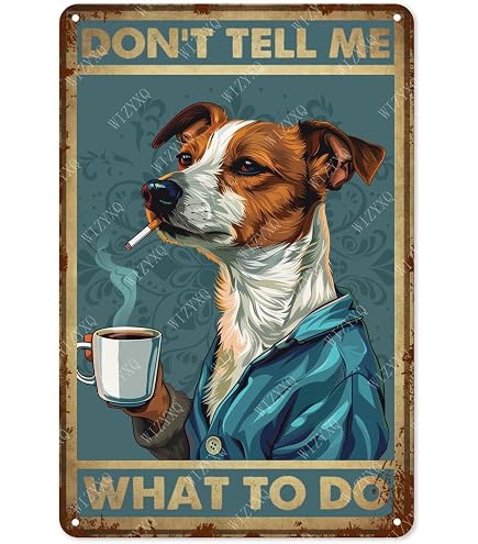 JACK RUSSELL attenti al cane mod 2 TARGA cartello IN METALLO (15X20