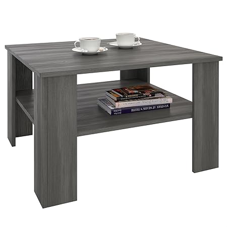 CARO-Möbel Couchtisch Wohnzimmertisch Felice in Esche grau mit Stauraum, 68 x 68 cm