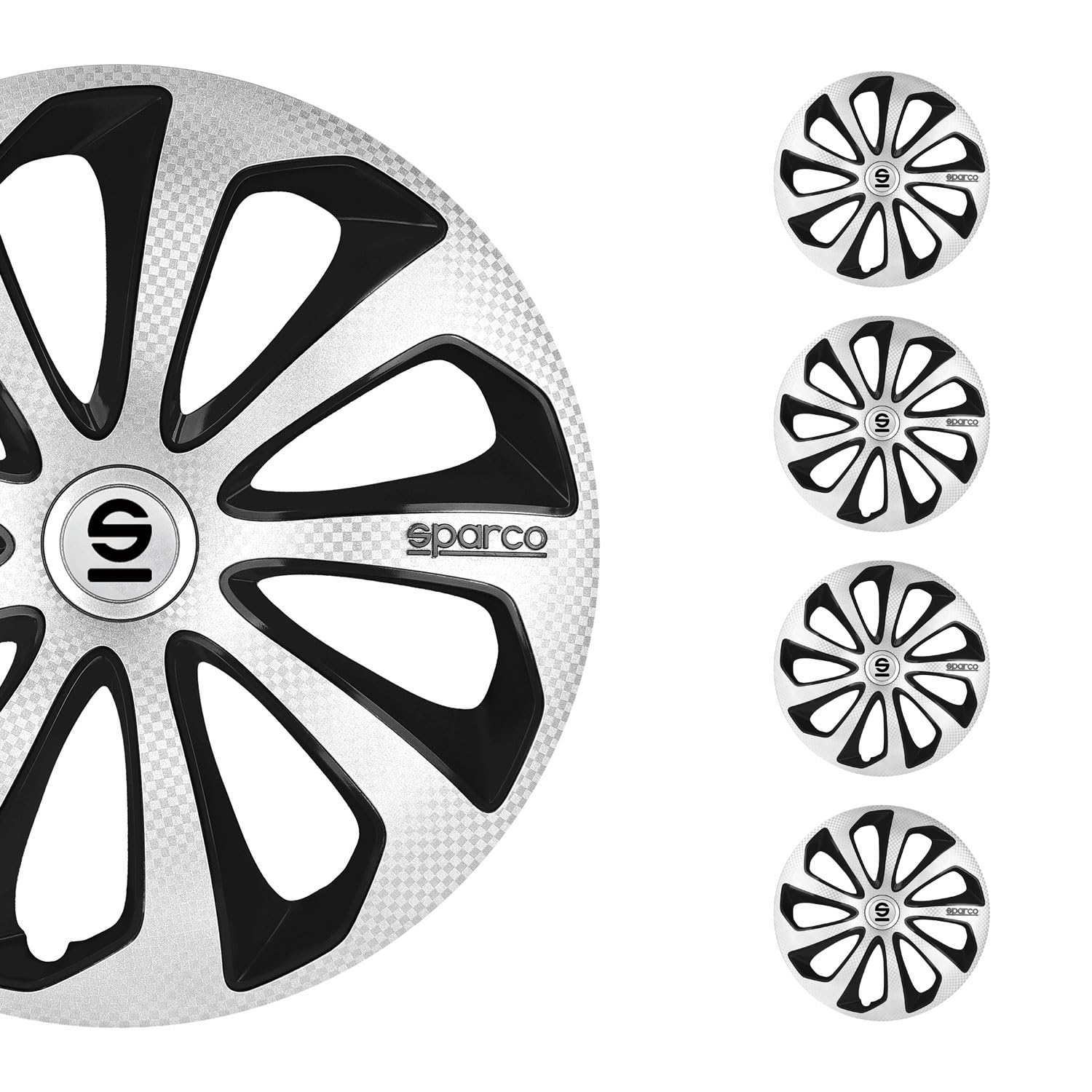 Sparco Wheel Covers Sicilia - 16-inch - Silver/Black/Carbon - Set of 4 pieces