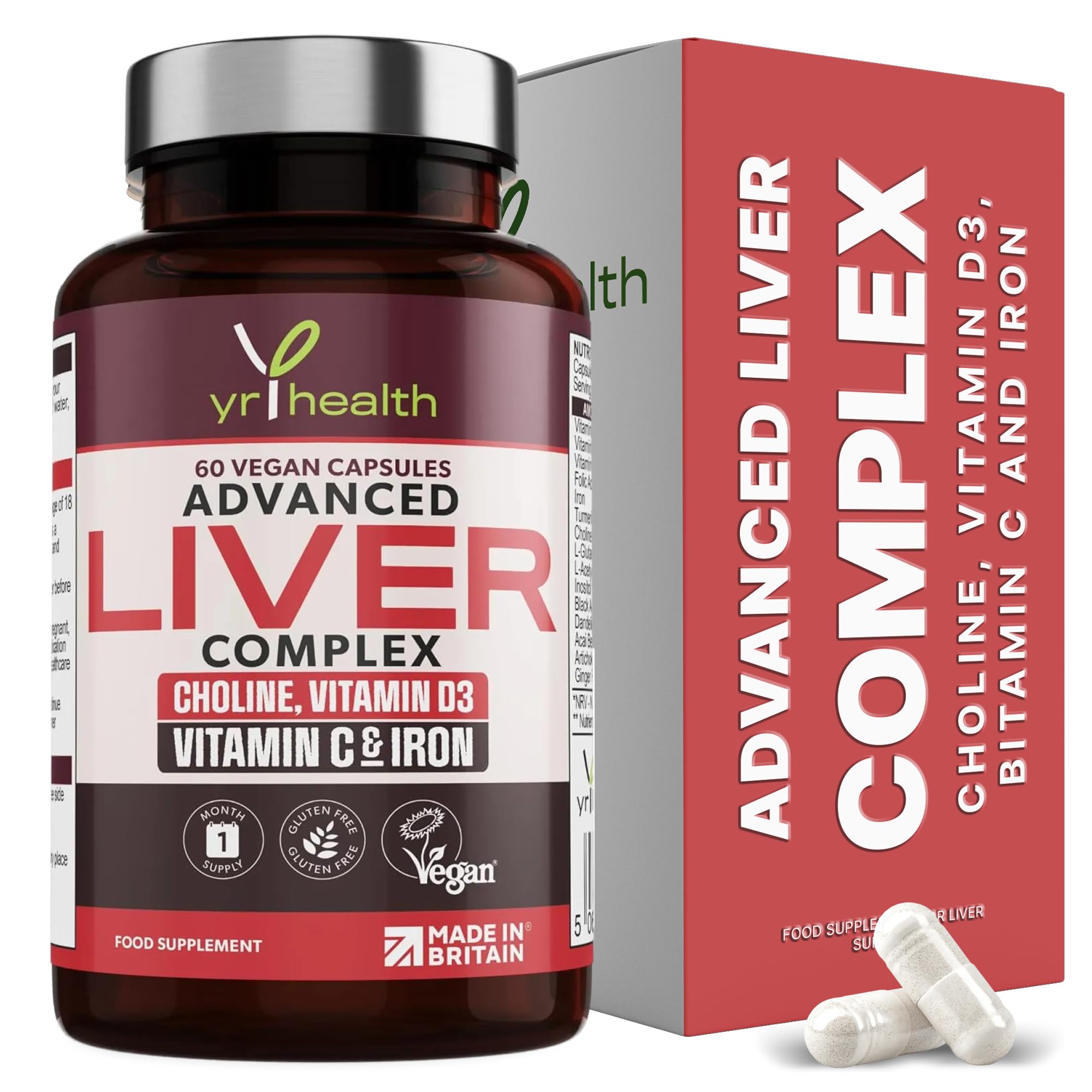 Vegan Liver Support Supplement - Liver Tablets with Vitamin C, Acai, Ginger Root, Turmeric- 30 Day Liver Detox Capsules, Cleanse & Support Men & Women - Made in The UK by YrHealth