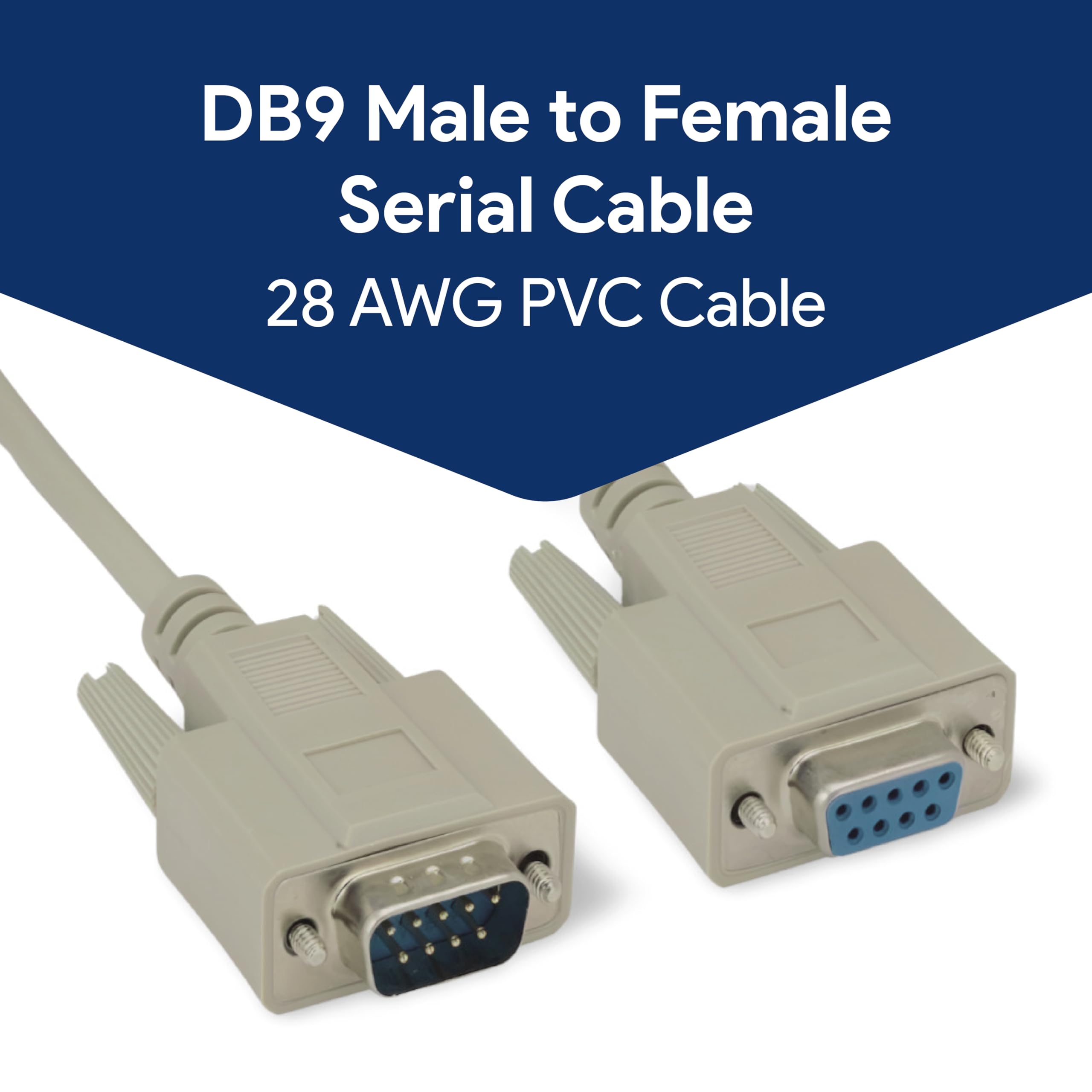 Mua 50 Foot DB9 Male to Female RS232 Extension Serial Cable - 28 AWG ...