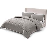 UGG Leonora Comforter Set with 2 Pillow Shams Lightweight Down Alternative Blanket Reversible Cozy Warm All Season Washable and Hypoallergenic Bedding Set, King, Light Grey