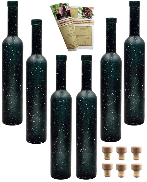 gouveo Leere Glasflaschen Bordeaux 500 ml Weihnachten incl. Holzgriffkorken zum selbst Abfüllen Likörflasche Schnapsflasche (