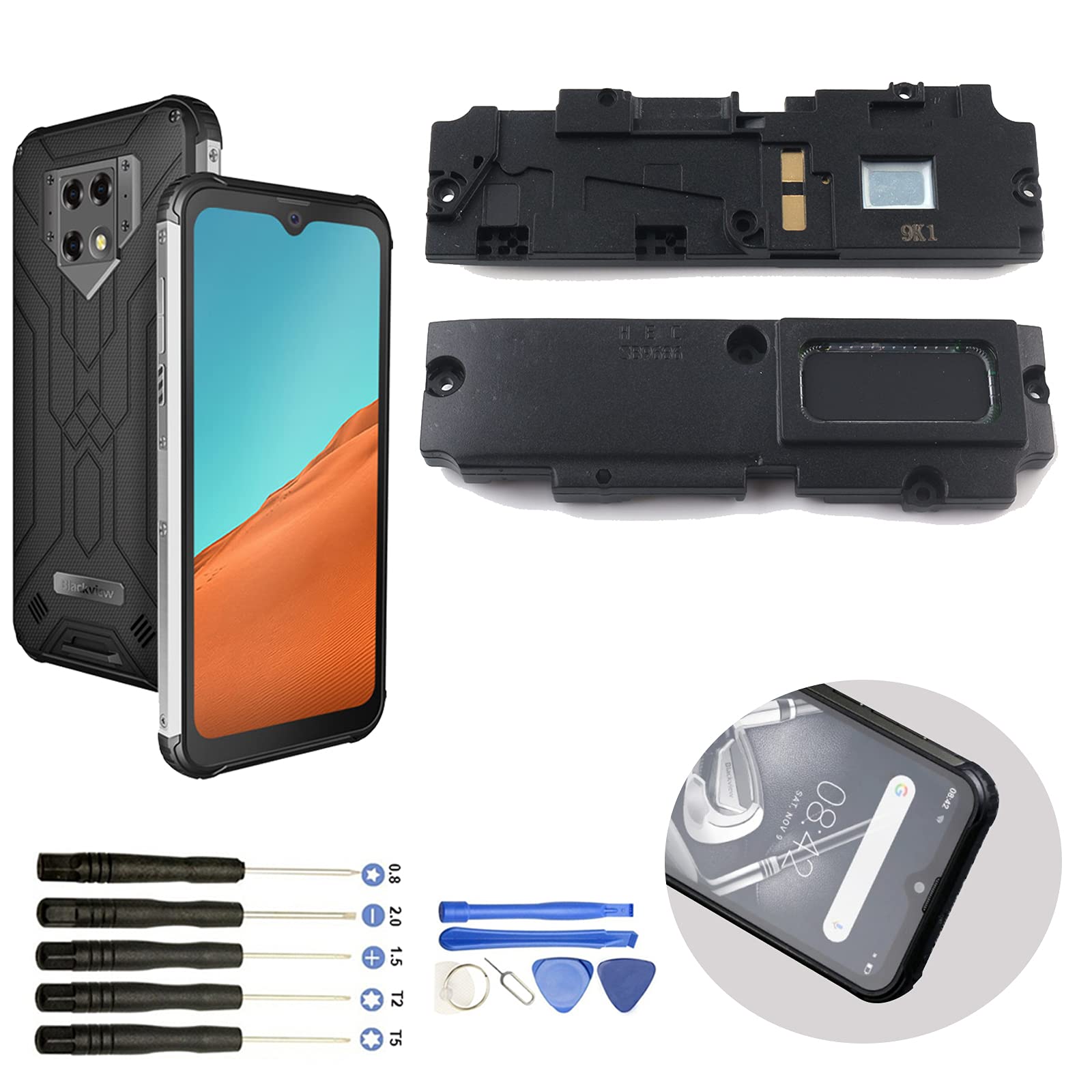 RongZy Loud Speaker Replacement Compatible with Blackview Bv9800/BV9800 Pro Ringer Speaker Buzzer Assembly Replacement with Repair Tools
