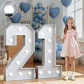 Marquee Numbers 3 Feet Tall Big Light Up Numbers 21st Birthday Decorations Women Men White Anniversary Party Decor Large Cardboard Prop Backdrop Sign 21
