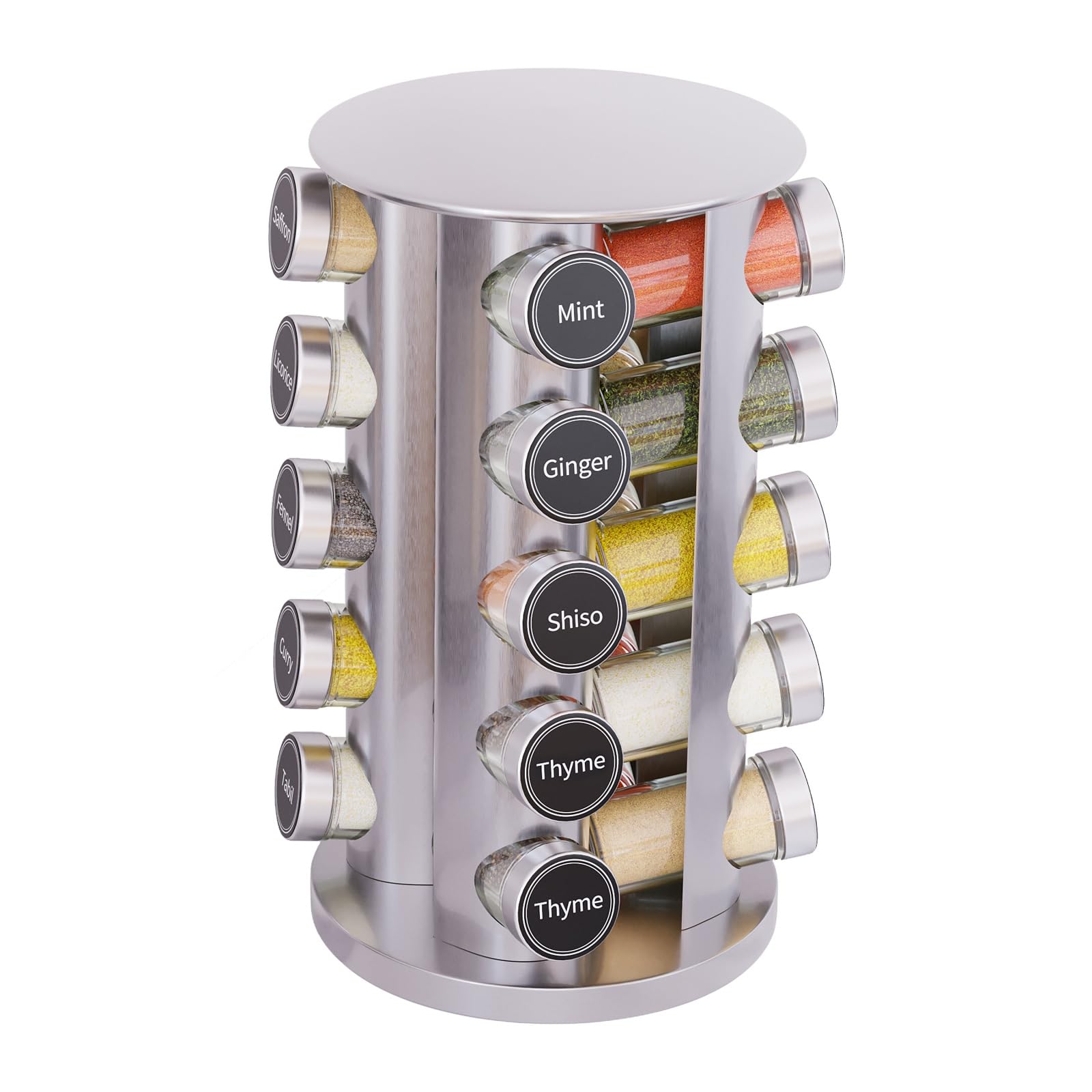 New England Stories Revolving Spice Rack Set with 20 Spice Jars ...