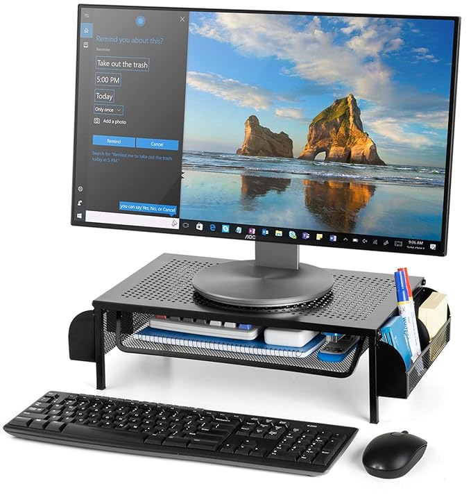 Bextsware Metal Desk Monitor Stand Riser, Desktop Organizer Printer