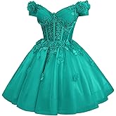 3D Butterfly Homecoming Dresses for Teens Sparkly Short Tulle Prom Dress Off Shoulder Lace DAMA Dress for Quinceanera