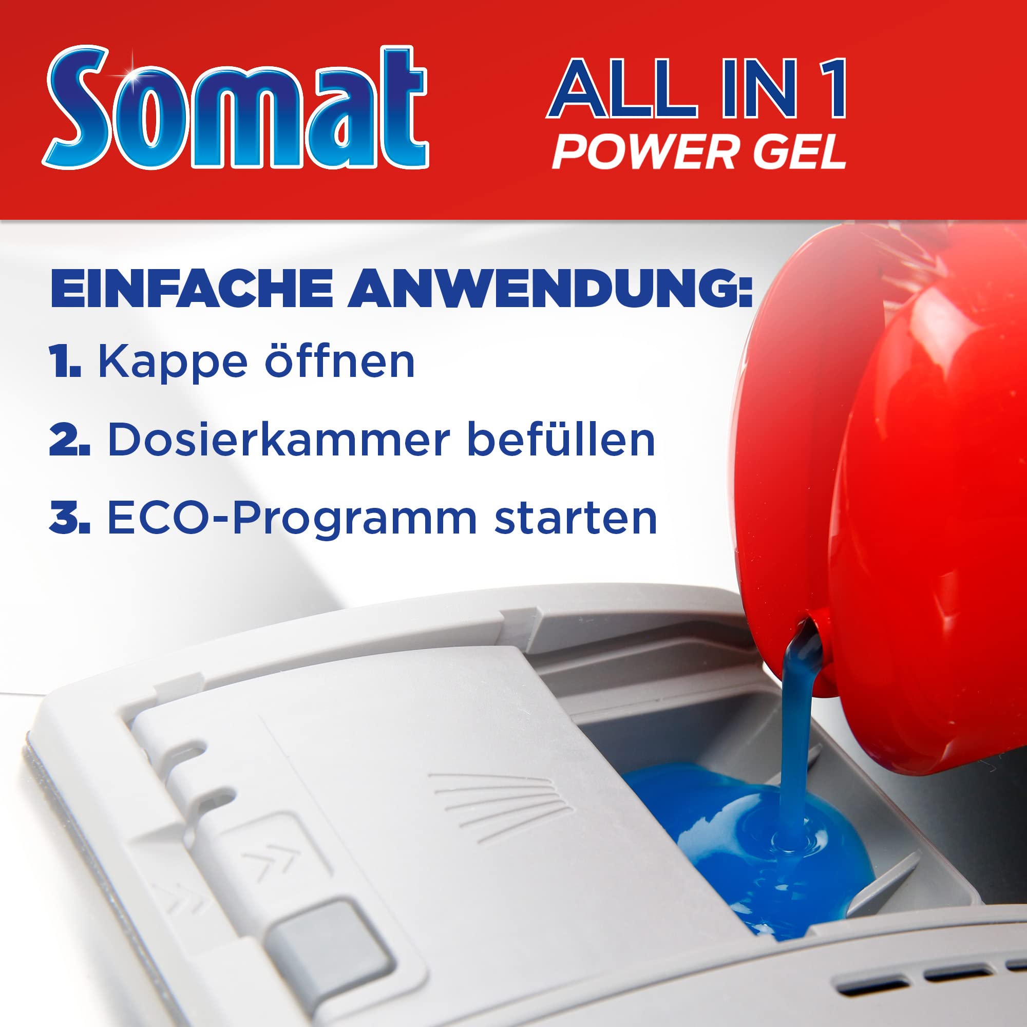 Somat All in 1 Power Gel (67 Spülgänge), Geschirrspülmittel für kraftvolle Reinigung und strahlend sauberes Geschirr, sogar im Eco-Programm & bei niedrigen Temperaturen 8