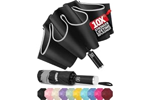 Seniny Inverted Travel Umbrella Compact - Windproof Umbrellas for Rain with Reflective Strip, Small UV Umbrella for Sun Protection, Automatic Portable Umbrellas Fold in Reverse for Car, Backpack, Kids