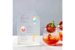 UNIQOOO 10 Pack Acrylic 5x7 Frosted Arch Table Sign for Wedding with Holders, 1/8 in Thick, DIY Blank Arch Sign Sheet Perfect for Decoration, Party,Anniversary, Event, Stand Included