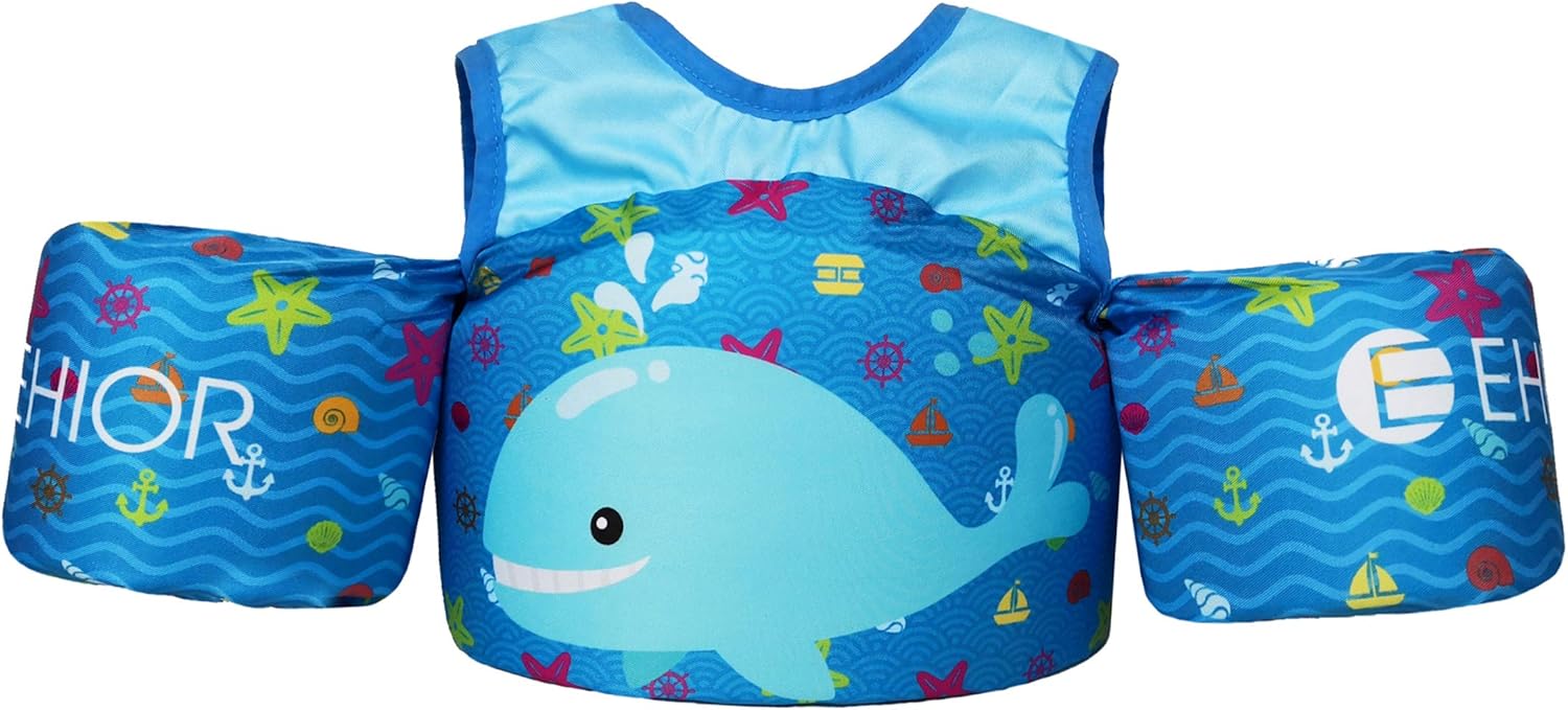EHIOR Toddler Swim Vest Water Aid Floats with Shoulder Harness Kids Pool Swim Life Jacket for 25-55 lbs Boys and Girls