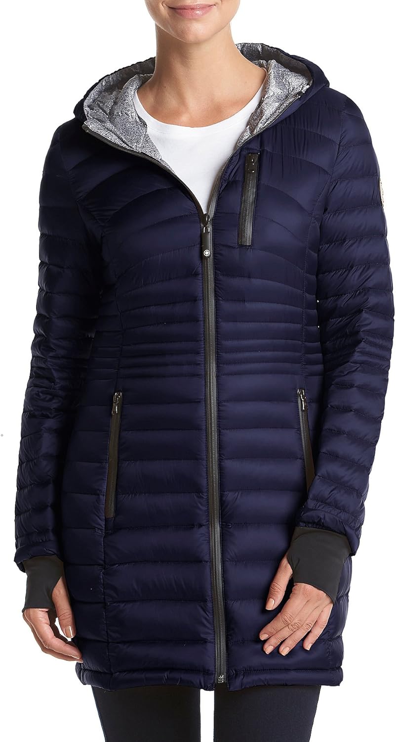 HFX Halifax Petites' Hooded Packable Jacket Blue Amazon.co.uk