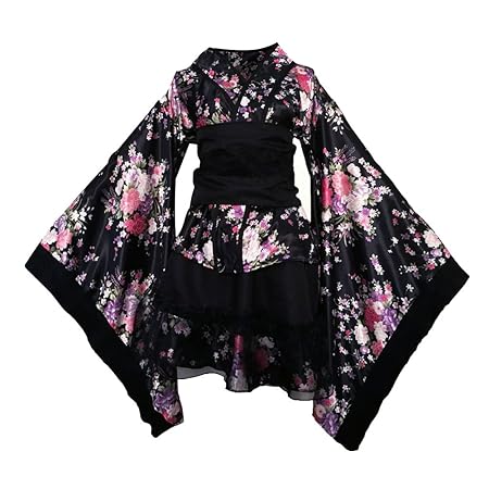 FENICAL Frauen Kirschblüten Anime Cosplay Lolita Kleid Japanischen Kimono Kostüm Kleider Kleidung Halloween Kostüm Größe S (S