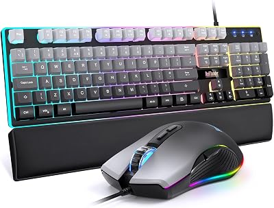 RedThunder K10 Wired Gaming Keyboard and Mouse Combo UK Layout 7200 DPI